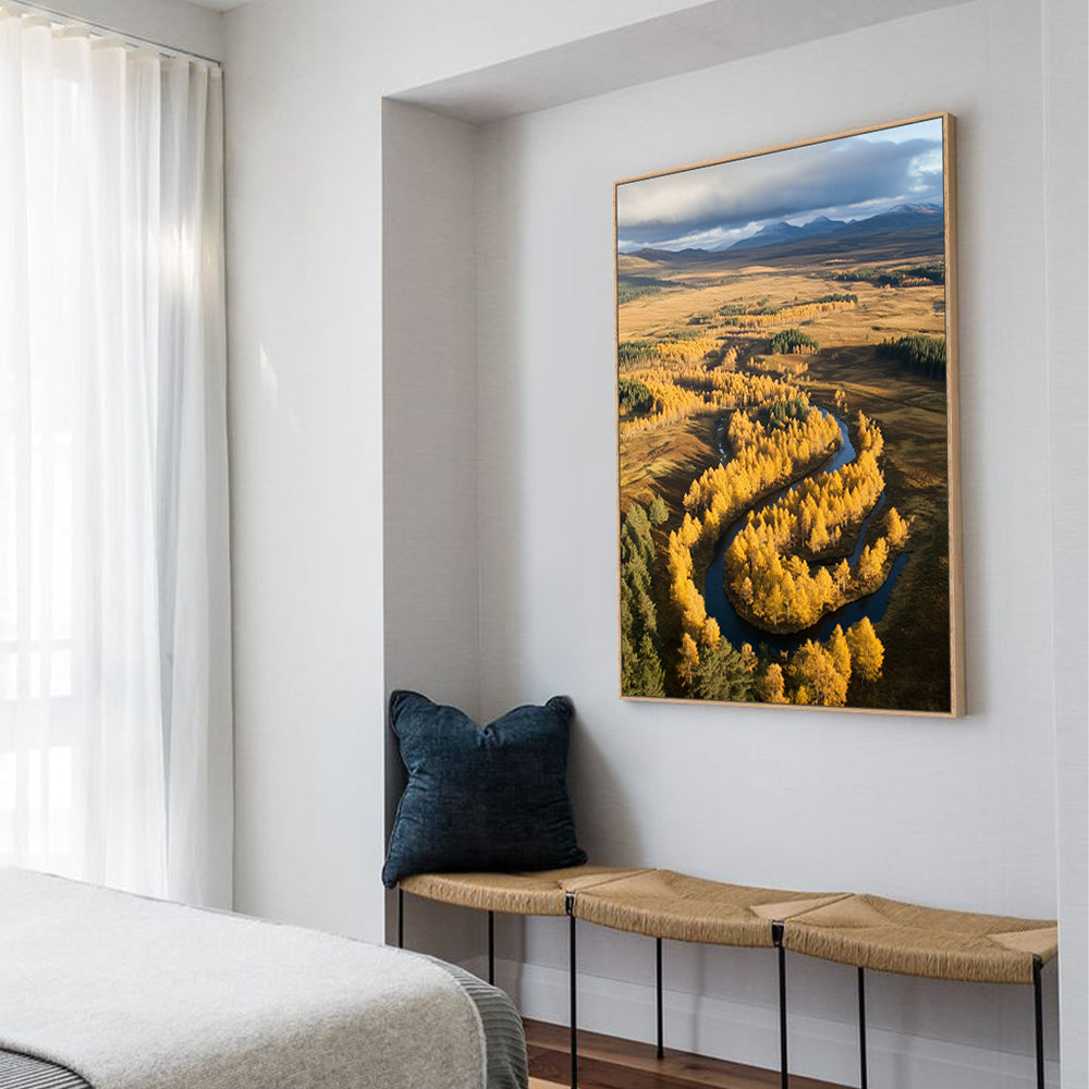 Golden Valley Meandering River Canvas Wall Art