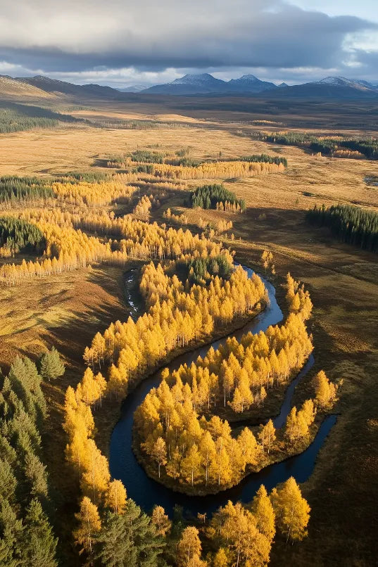 Golden Valley Meandering River Canvas Wall Art