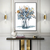 Rustic Floral Mason Jar Canvas Wall Art – Elegant Watercolor Botanical Print