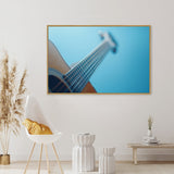 Close-Up Acoustic Guitar on a Blue Background-Canvas Wall Art