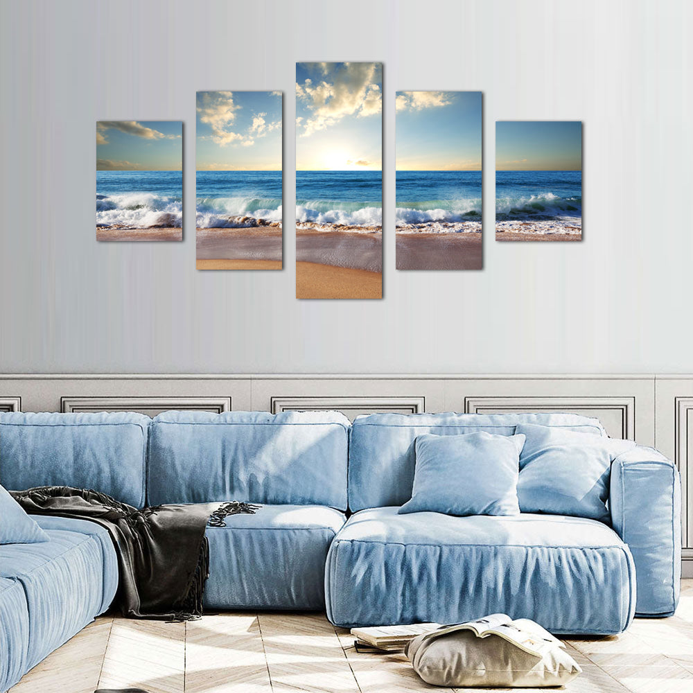 Golden Beach Sunrise Canvas Wall Art