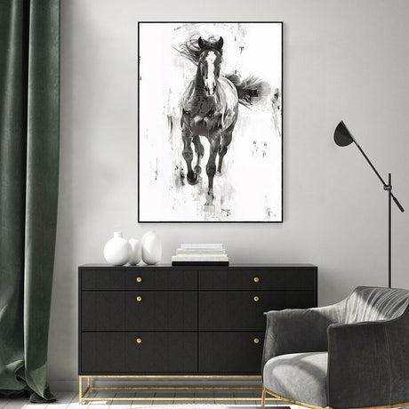 Galloping Elegance Monochrome Horse Canvas Wall Art