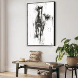 Galloping Elegance Monochrome Horse Canvas Wall Art