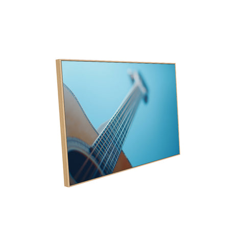 Close-Up Acoustic Guitar on a Blue Background-Canvas Wall Art