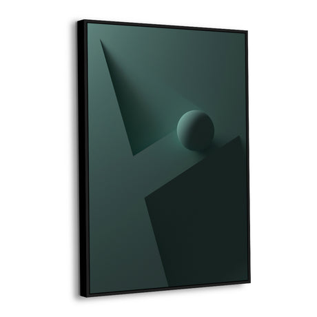 Mystic Green Geometric Shape With Sphere Canvas Wall Art