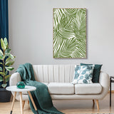 Tropical Elegance: Green Palm Leaf Pattern Canvas Wall Art