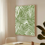 Tropical Elegance: Green Palm Leaf Pattern Canvas Wall Art