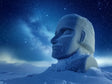 Celestial Night And Snow Sculpture Canvas Wall Art