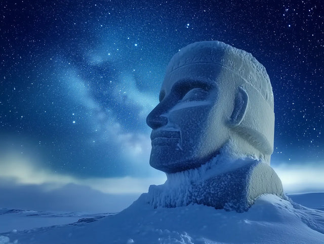 Celestial Night And Snow Sculpture Canvas Wall Art