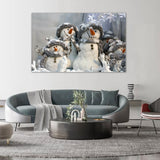 Cozy Snowman Family Canvas Wall Art