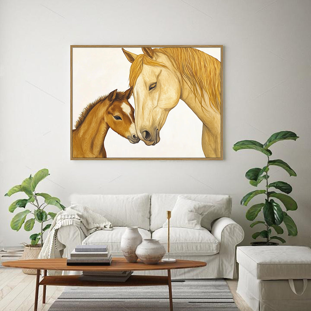 Mother and Foal Horse Portrait-Canvas Wall Art