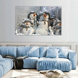 Cozy Snowman Family Canvas Wall Art