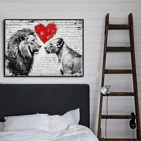 Lion & Lioness Love Canvas Wall Art