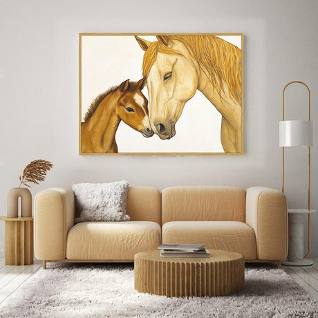 Mother and Foal Horse Portrait-Canvas Wall Art