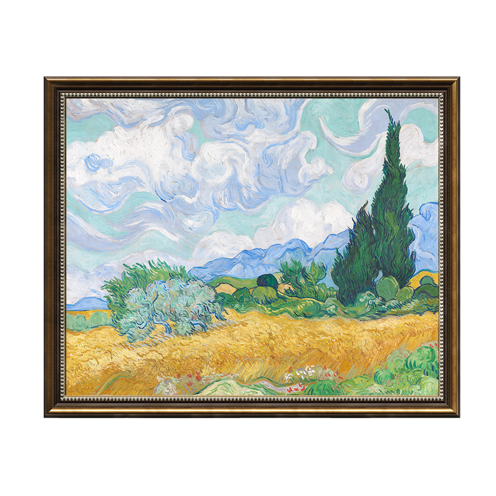 Hand-Painted or Print Canvas Wall Art - Wheat Field with Cypress Trees