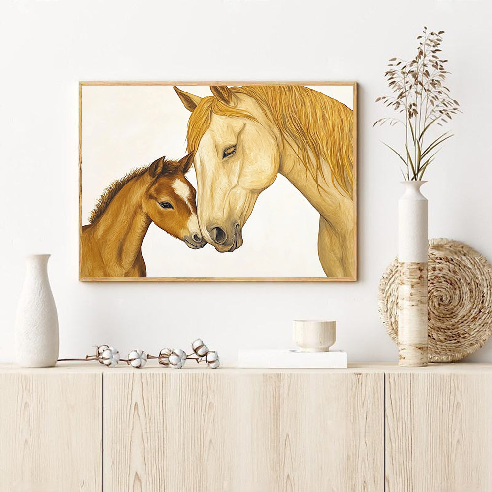 Mother and Foal Horse Portrait-Canvas Wall Art