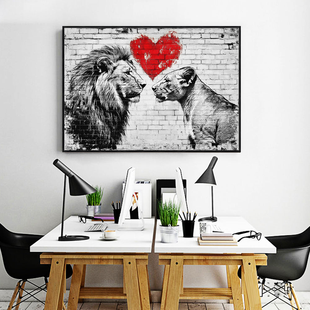 Lion & Lioness Love Canvas Wall Art