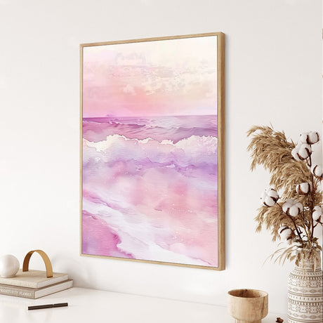 Pink Serenity Ocean Canvas Wall Art