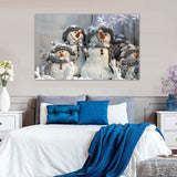 Cozy Snowman Family Canvas Wall Art