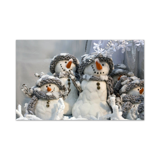 Cozy Snowman Family Canvas Wall Art