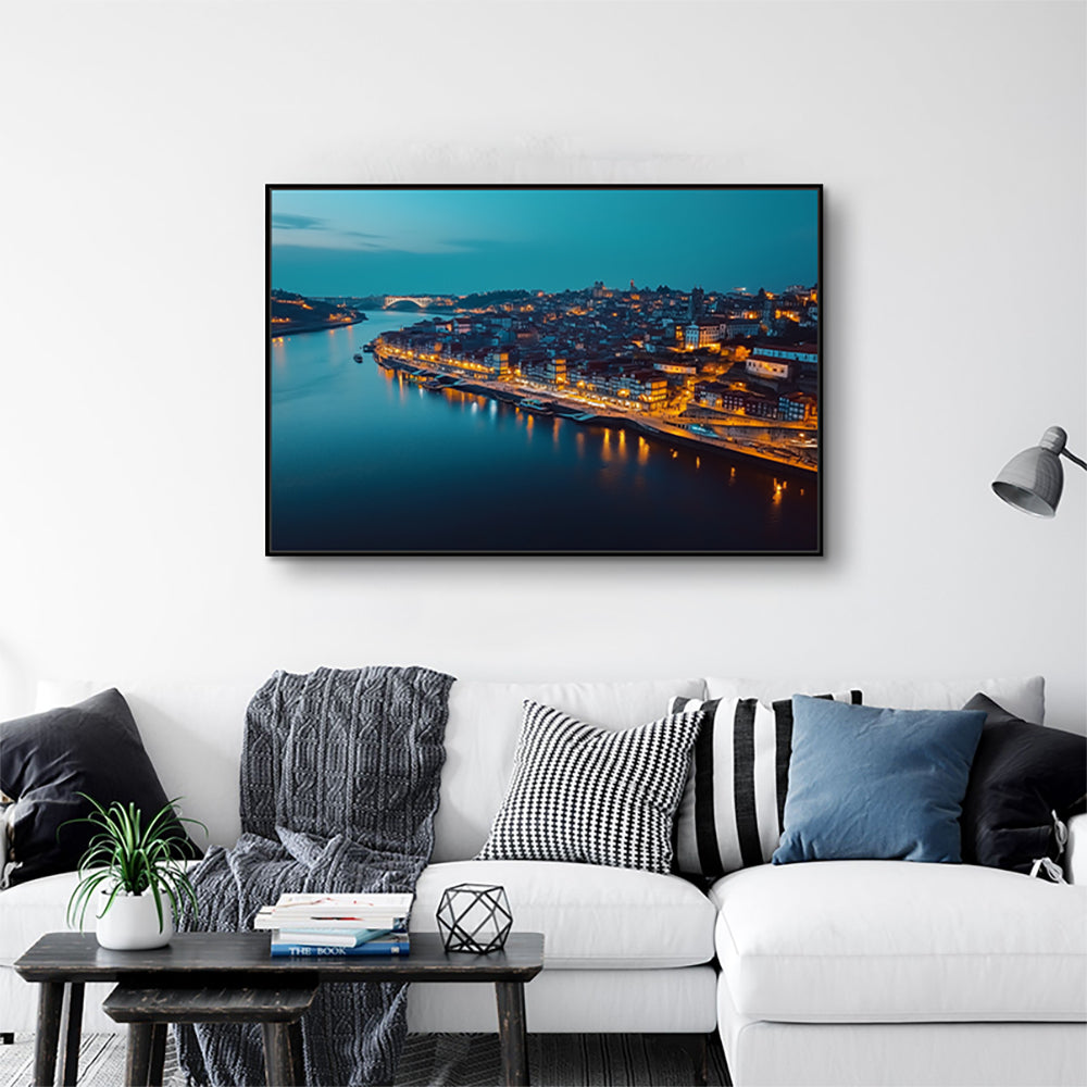 Cityscape Riverfront Canvas Wall Art