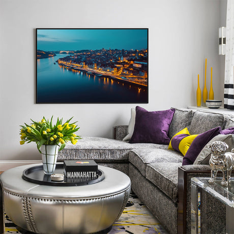 Cityscape Riverfront Canvas Wall Art