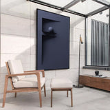 Sleek Dark Blue Geometric "F" Shape With Spherical Element Canvas Wall Art