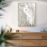 Elegant Egret in Marshland Canvas Wall Art