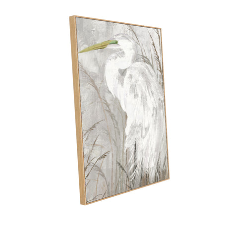 Elegant Egret in Marshland Canvas Wall Art