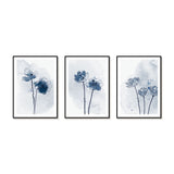 3-Piece Serene Blue Petals Watercolor Canvas Wall Art