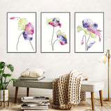 3-Piece Vibrant Bloom Watercolor Canvas Wall Art