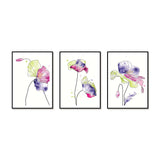 3-Piece Vibrant Bloom Watercolor Canvas Wall Art