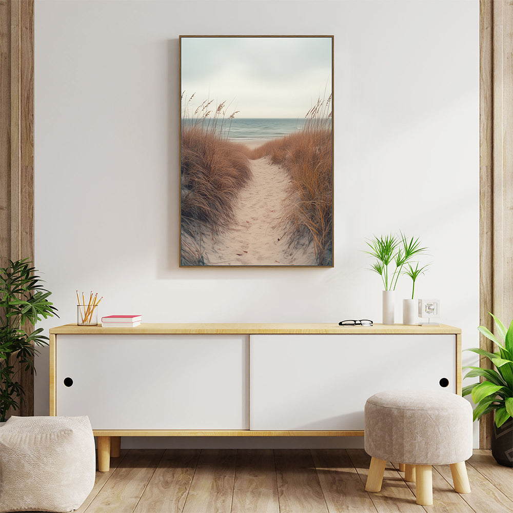 Serene Coastal Path Canvas Wall Art