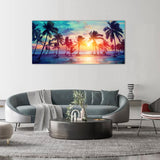 Tropical Palm Sunset Canvas Wall Art