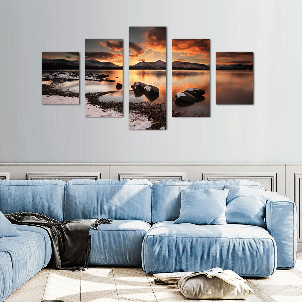 Sunset Serenity over Tranquil Waters Canvas Wall Art