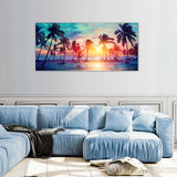 Tropical Palm Sunset Canvas Wall Art