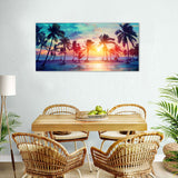 Tropical Palm Sunset Canvas Wall Art