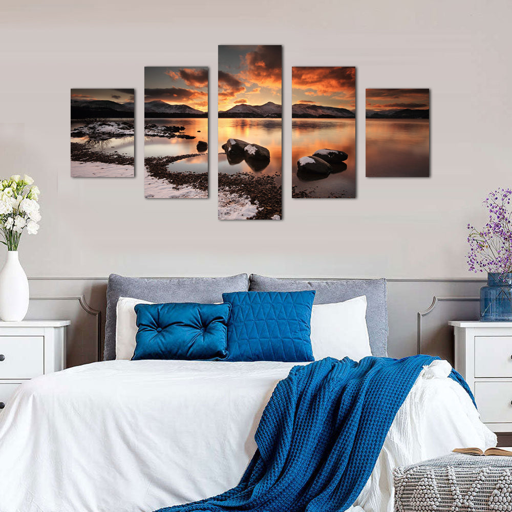 Sunset Serenity over Tranquil Waters Canvas Wall Art