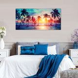 Tropical Palm Sunset Canvas Wall Art