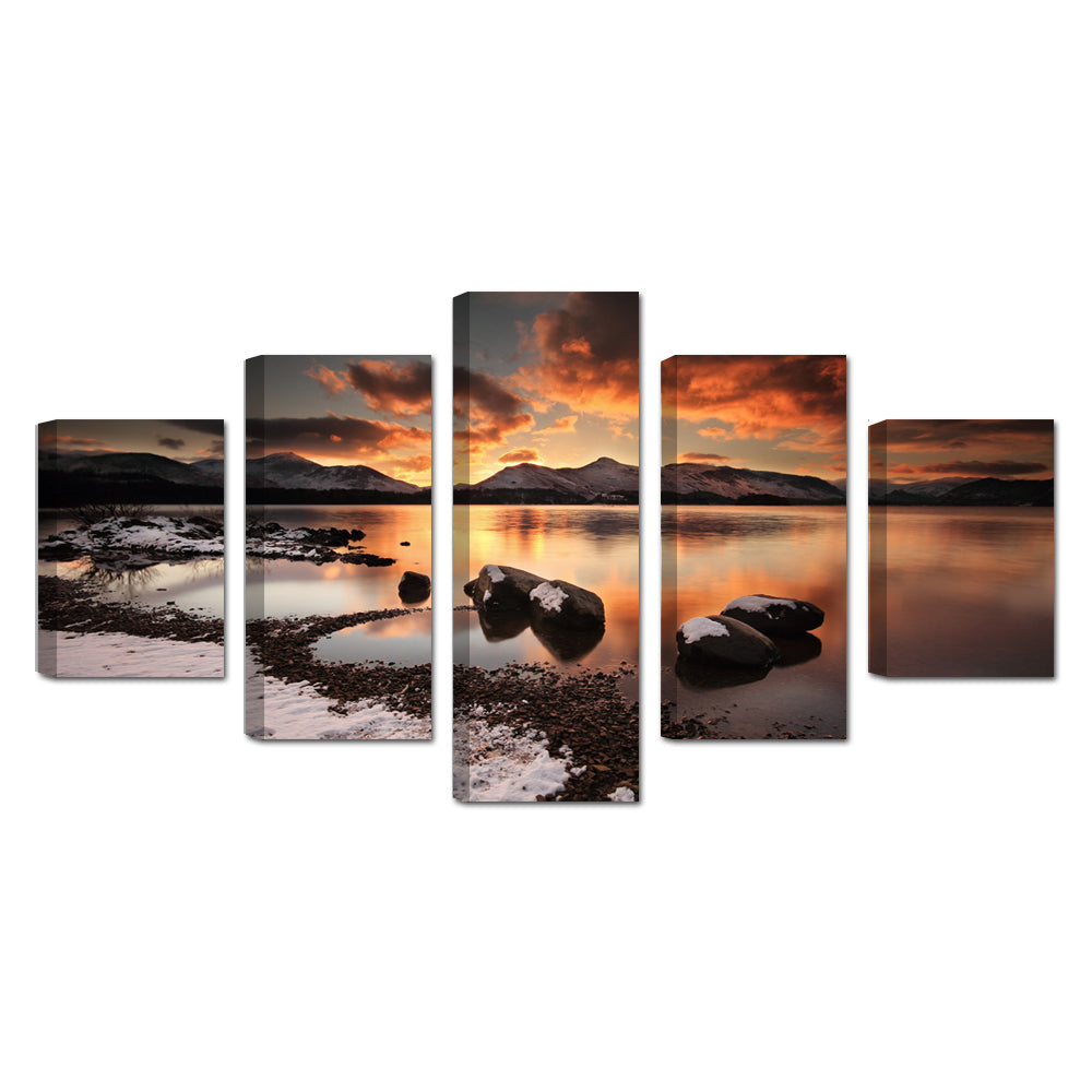 Sunset Serenity over Tranquil Waters Canvas Wall Art