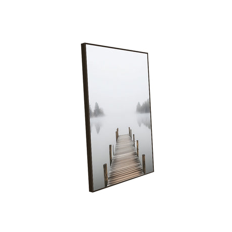 Misty Lakeside Dock Canvas Wall Art