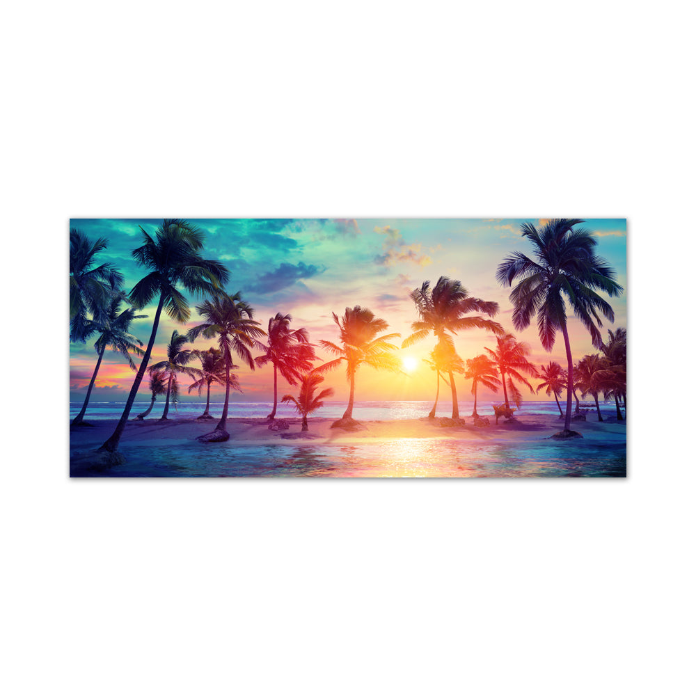 Tropical Palm Sunset Canvas Wall Art