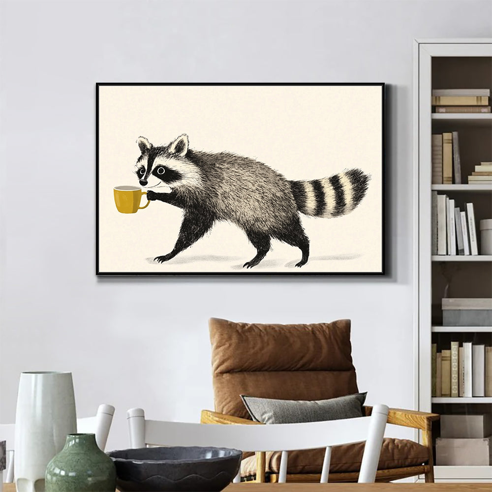 Quirky Raccoon Canvas Wall Art