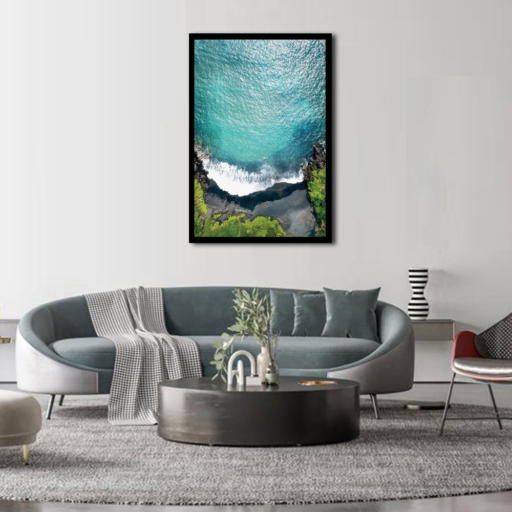 Aerial Ocean Cliff Edge Canvas Wall Art