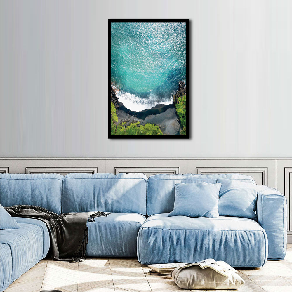 Aerial Ocean Cliff Edge Canvas Wall Art