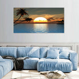 Golden Sunset Over Tropical Ocean Canvas Wall Art