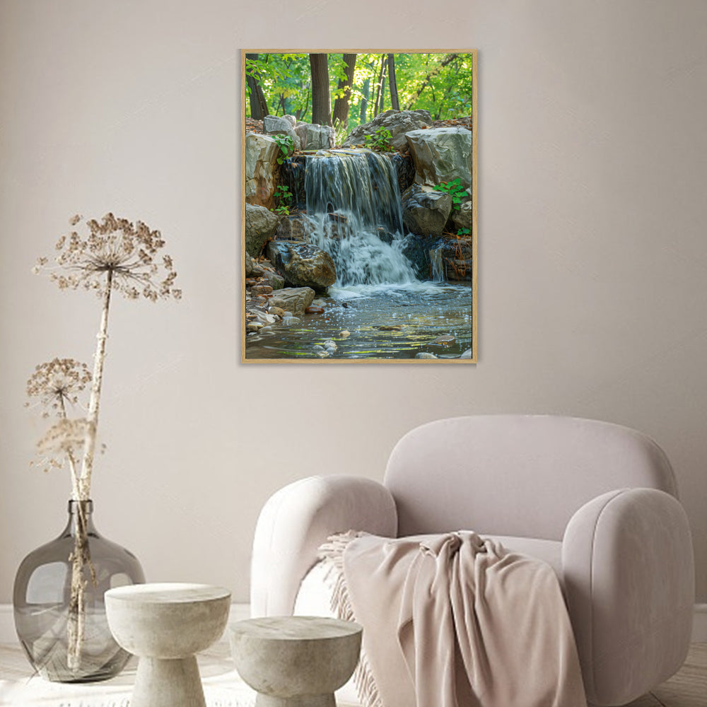 Tranquil Forest Waterfall Canvas Wall Art