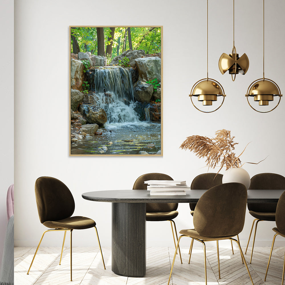 Tranquil Forest Waterfall Canvas Wall Art