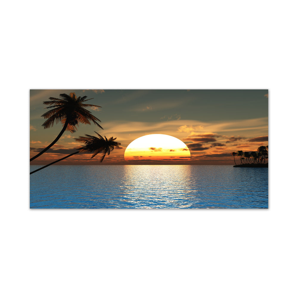 Golden Sunset Over Tropical Ocean Canvas Wall Art