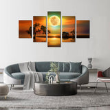 Golden Moon Reflection Canvas Wall Art